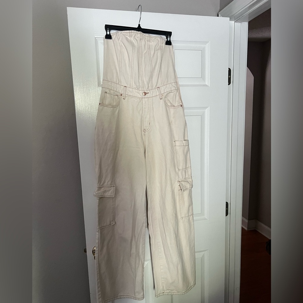wild fable Cream Cargo Jumpsuit